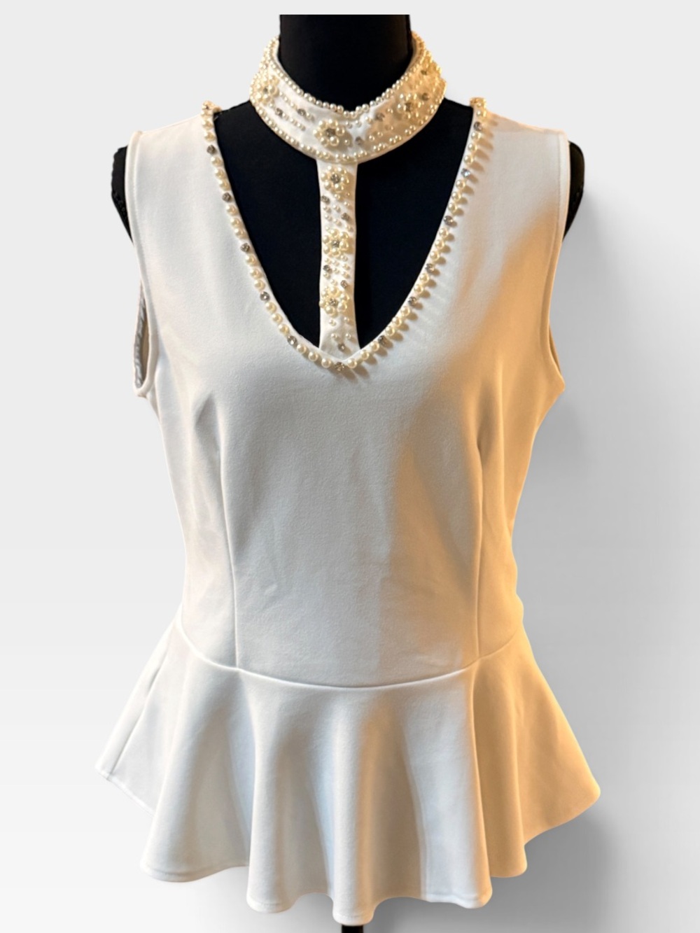 Calling all Brides <3 Beautiful Embellished Ivory Peplum Top size L